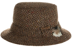 Hats Walking Hat Tweed Brown Herringbone
