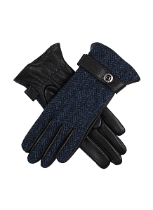 Tweed Women's Cashmere Lined Harris Tweed and Deerskin Leather Gloves Brechin Navy