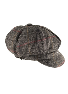 Caps Abraham Moon Check Baker Boy Hat Charcoal