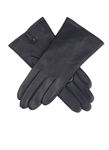 Leather Women's Hairsheep Leather Gloves with Kidsuede Whip Stitch Detail Lily Navy