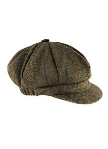 Caps Abraham Moon Check Baker Boy Hat Olive